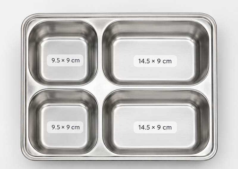 4 Compartments Stainless Steel Thali Plate