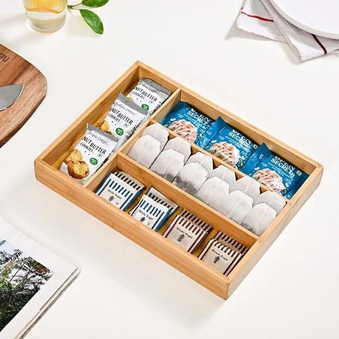 Bamboo Cutlery Drawer Organizer | Bamboo Cutlery Tray With 4 Slots