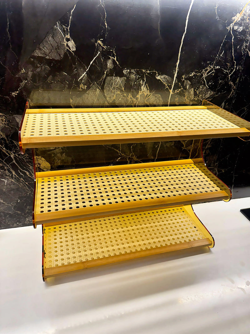 3-Tier Bamboo & Acrylic Kitchen Storage Organizer