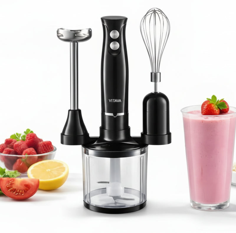 VLTAVA 5-in-1 blender set with attachments on a white background