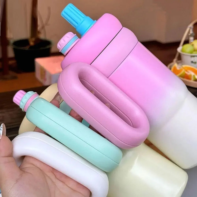 900ml Kawaii Insulated Tumbler with Handle and Straw