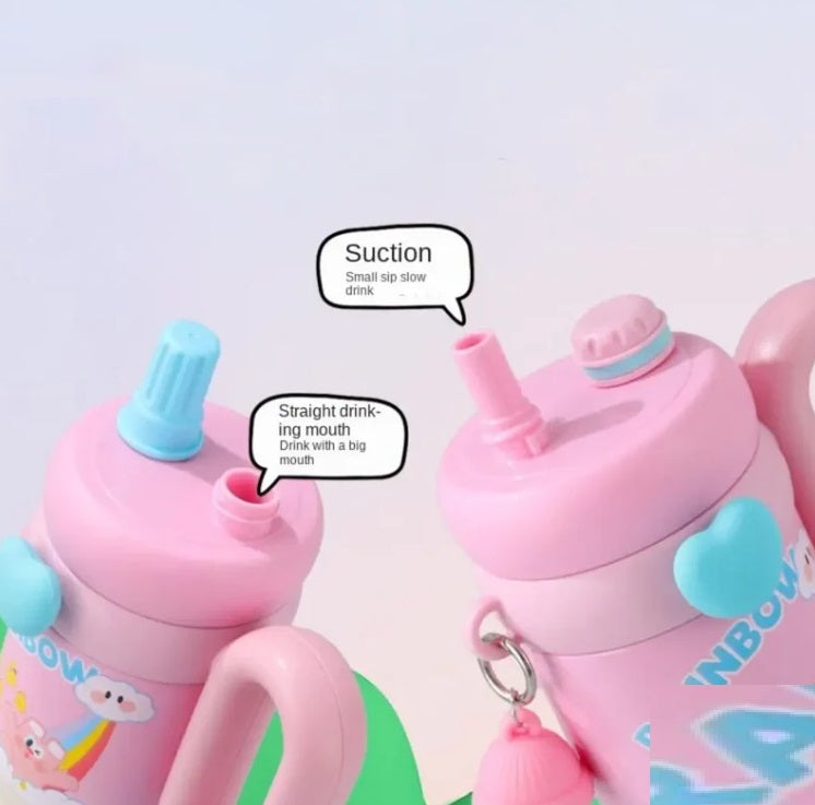 900ml Kawaii Insulated Tumbler with Handle and Straw