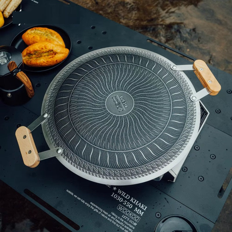 Non-Stick Honeycomb Tawa with Wooden Handle Techmanistan