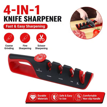 4-in-1 Adjustable Angle Knife Sharpener Tool - Red