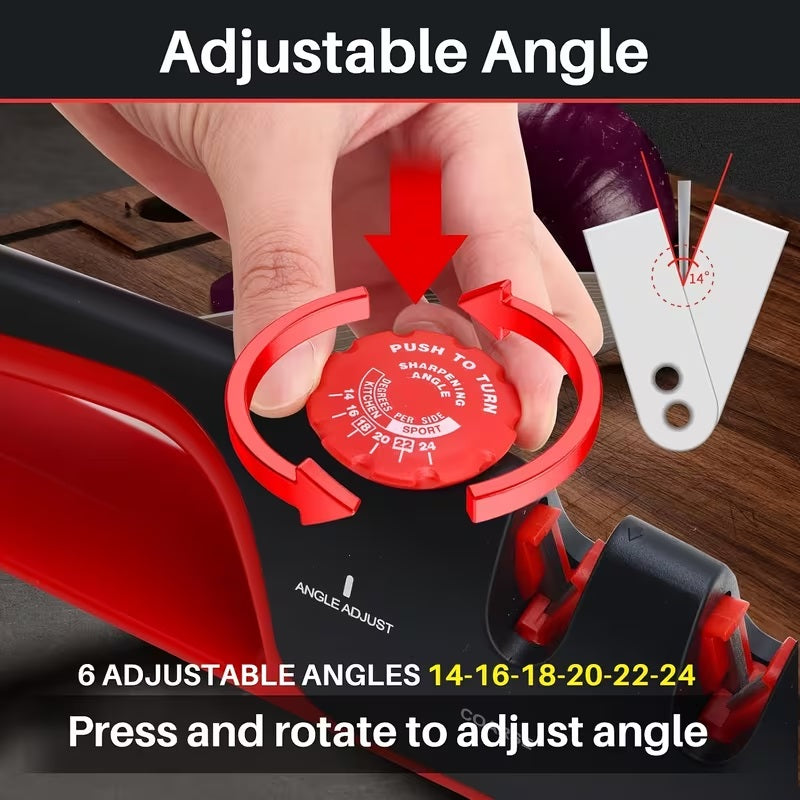 4-in-1 Adjustable Angle Knife Sharpener Tool - Red