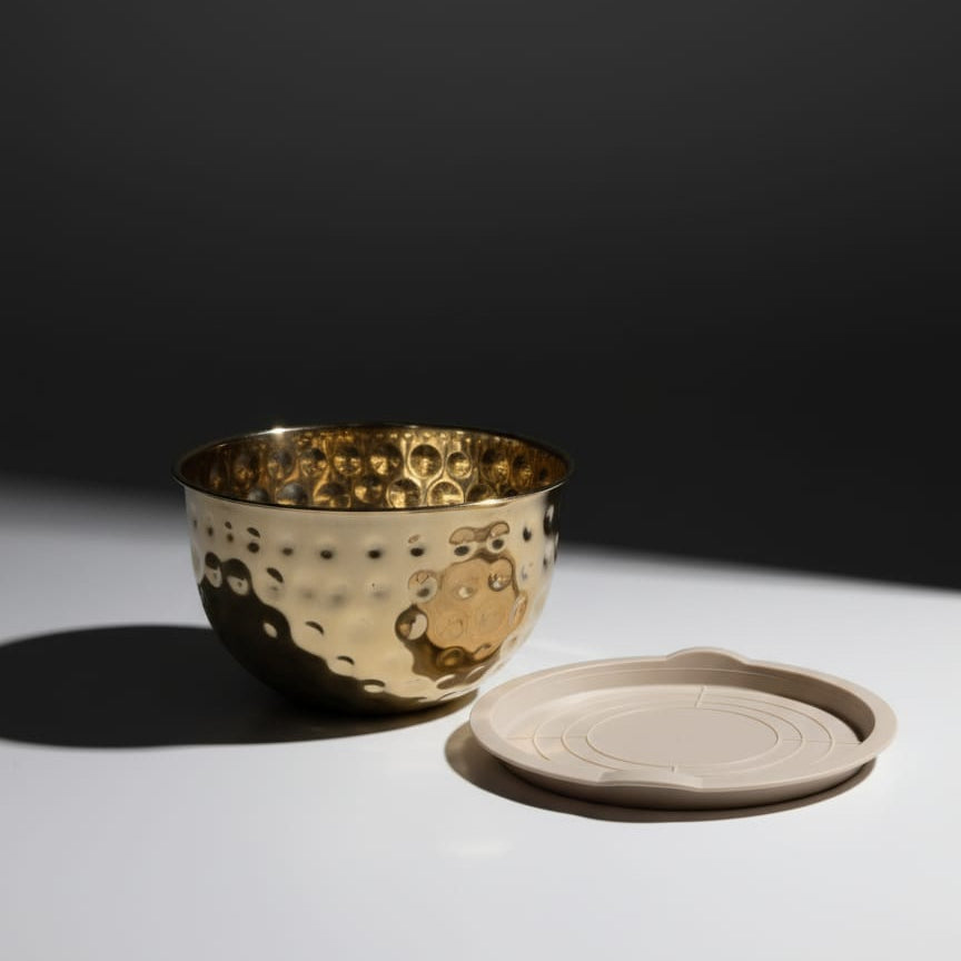 Set of 3 - Modern Stainless Steel Hammered Salad/Baking Bowl Techmanistan