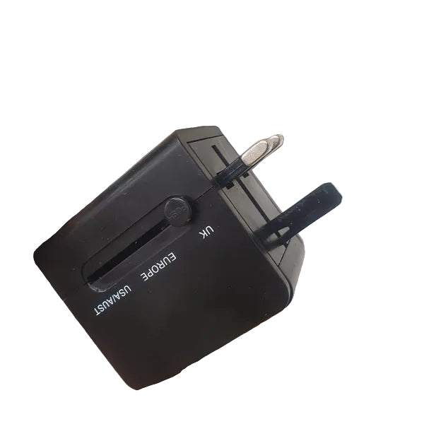 Travel Adapter with Leather Pouch, 3-Way Plugs and 2 USB Ports