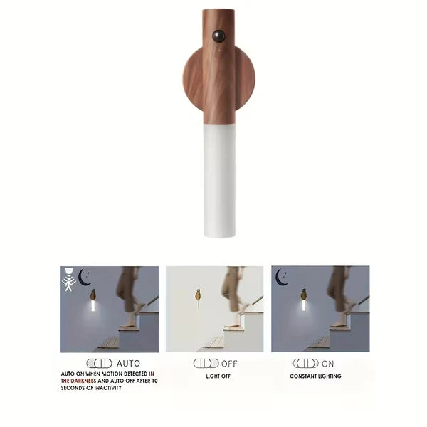 Wooden Rechargeable Wall Light β LED Motion Sensor Night Light