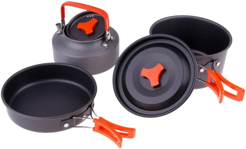 3Pcs Non Stick Pot Pan Camping Cookware Set Techmanistan
