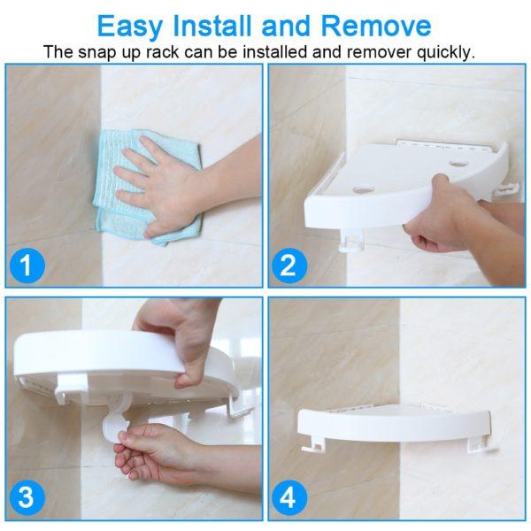 Multipurpose Quick Fix Corner Triangle Shelf SnapUp Stable Easy Wall for Bathroom Kitchen Room Space Saver Rack My Store
