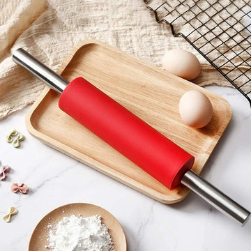 Non-Stick Silicone Rolling Pin with Steel Handle, 17 Inch