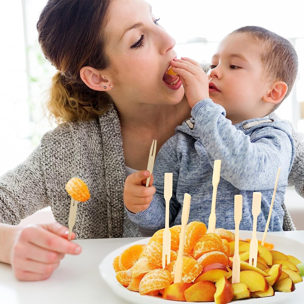 Bamboo Mini Tasting Forks Fruit Picks - Techmanistan in Pakistan