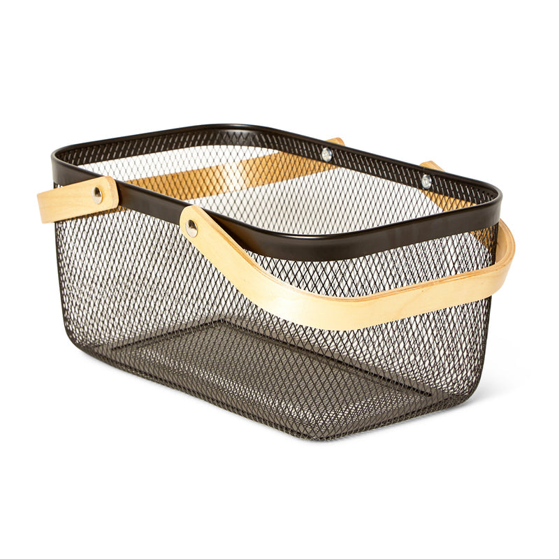 Metal Mesh Basket with Wooden Handle