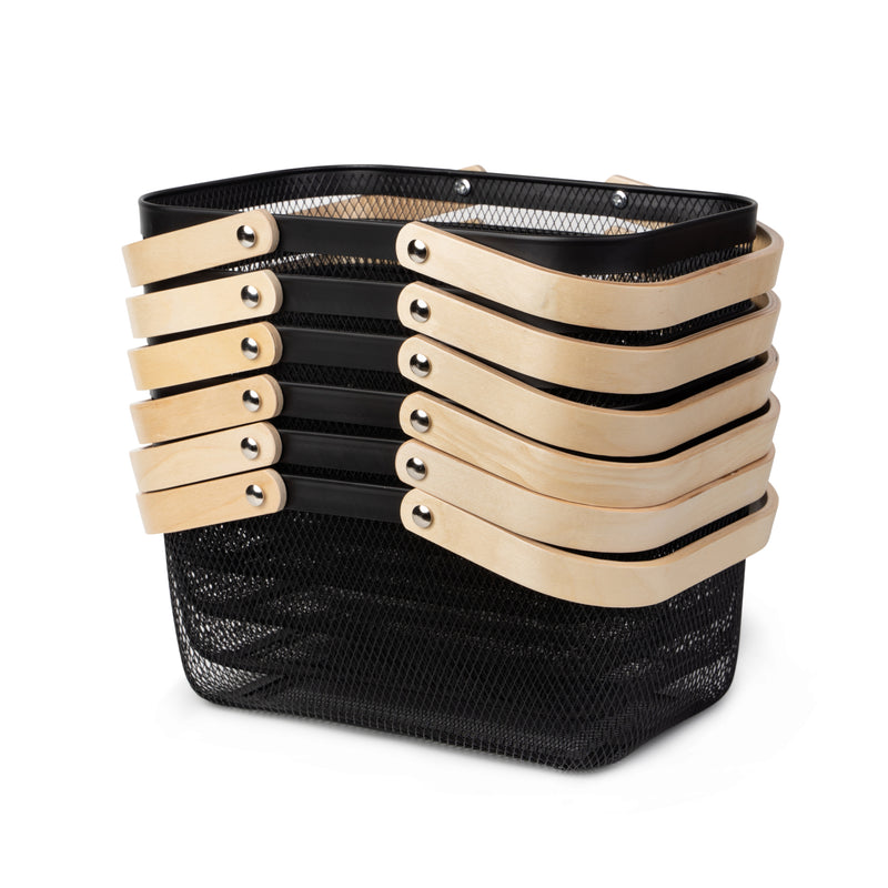 Metal Mesh Basket with Wooden Handle