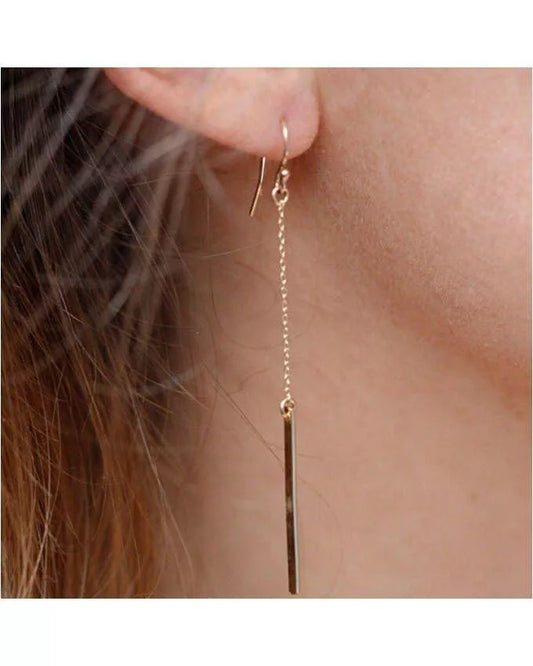 Metal Bar Ear Drop Earrings--Techmanistan-My Store