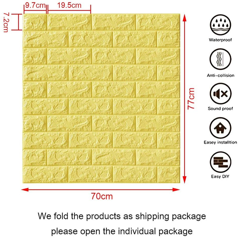 Pack of 4 - 3D Brick Wall Stickers Techmanistan