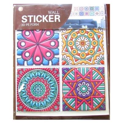 Pack of 4 - 3D Embossed Assorted Truck Art Themed Tiles Sticker (Each Sticker Size: 6x6 Inches) My Store
