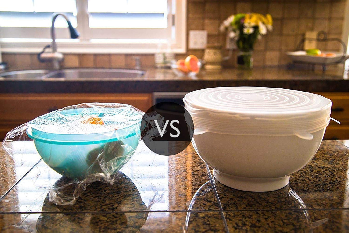 Stretch Lids Reusable Silicone Containers Food Covers Bowl (6 Pcs) - Techmanistan