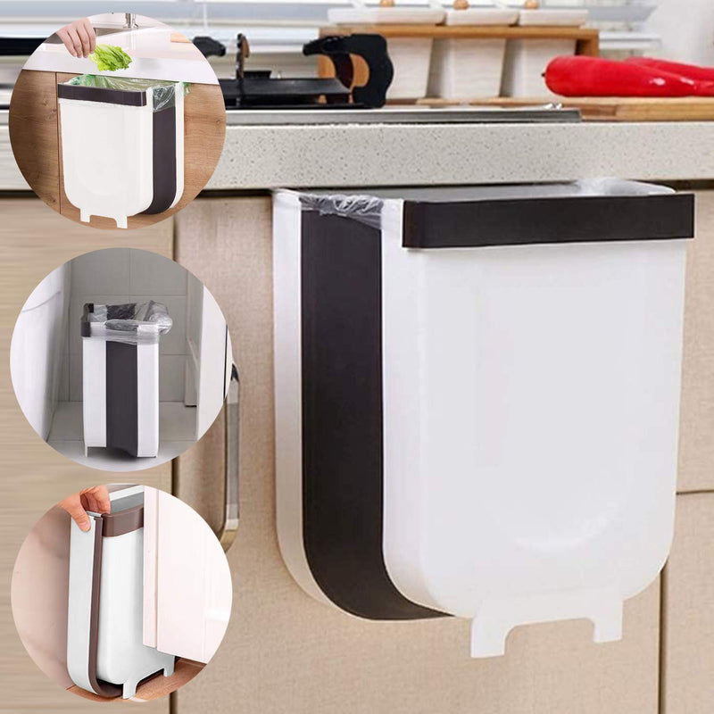 Collapsible Small Hanging Kitchen Trash Can for Kitchen, Mini Foldable Garbage Bin, Indoor Folding Waste Bin, Hanging Trash Holder for Cabinet Bathroom Bedroom Office Car My Store