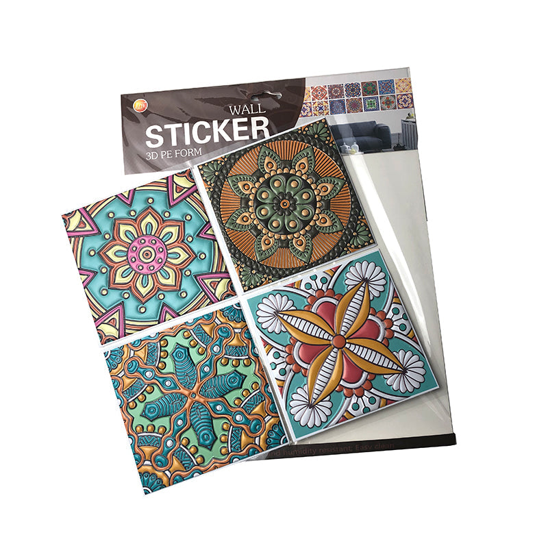 Pack of 4 - 3D Embossed Assorted Truck Art Themed Tiles Sticker (Each Sticker Size: 6x6 Inches) My Store