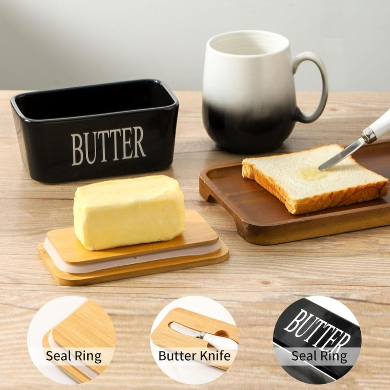 Ceramic Butter Dish with Lid & Knife - Techmanistan in Pakistan