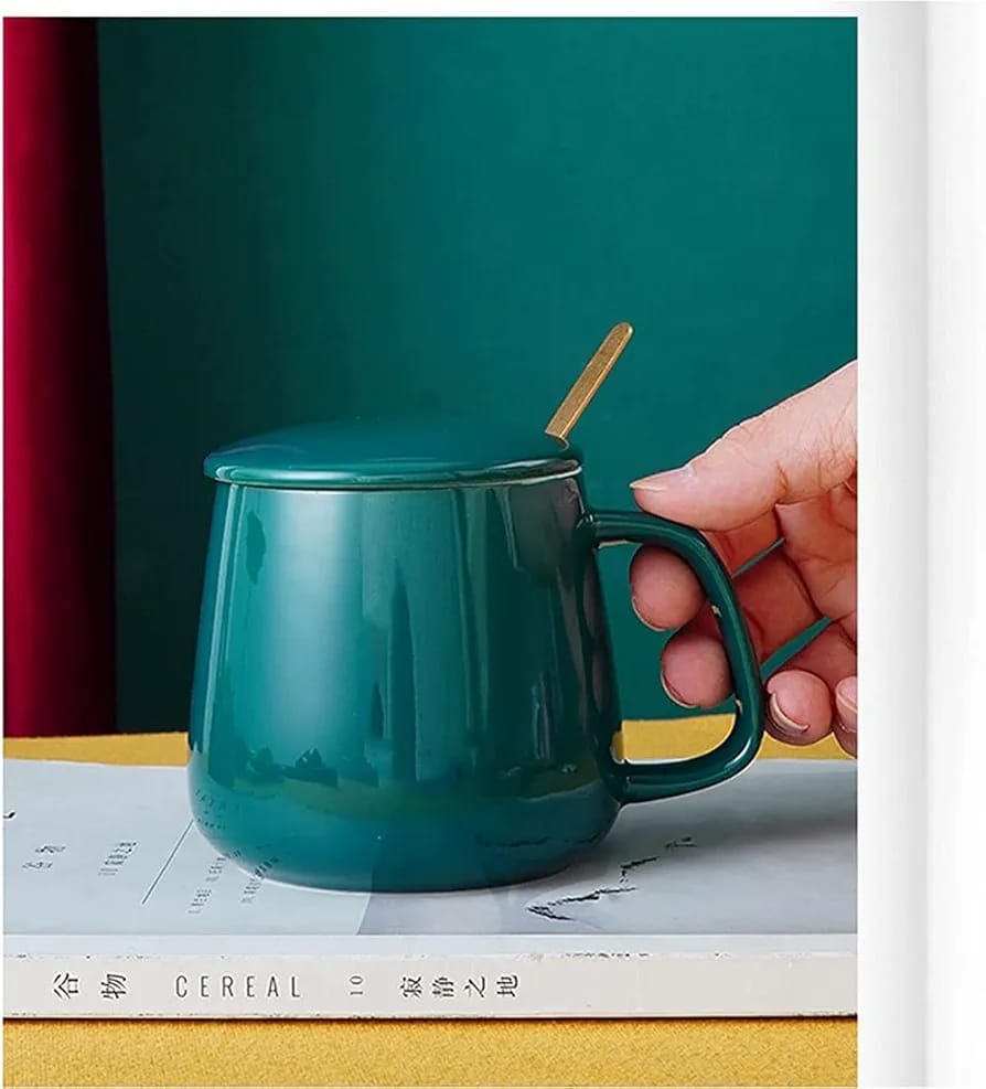 Ceramic Coffee Mug Set with Lid and Spoon - Techmanistan in Pakistan