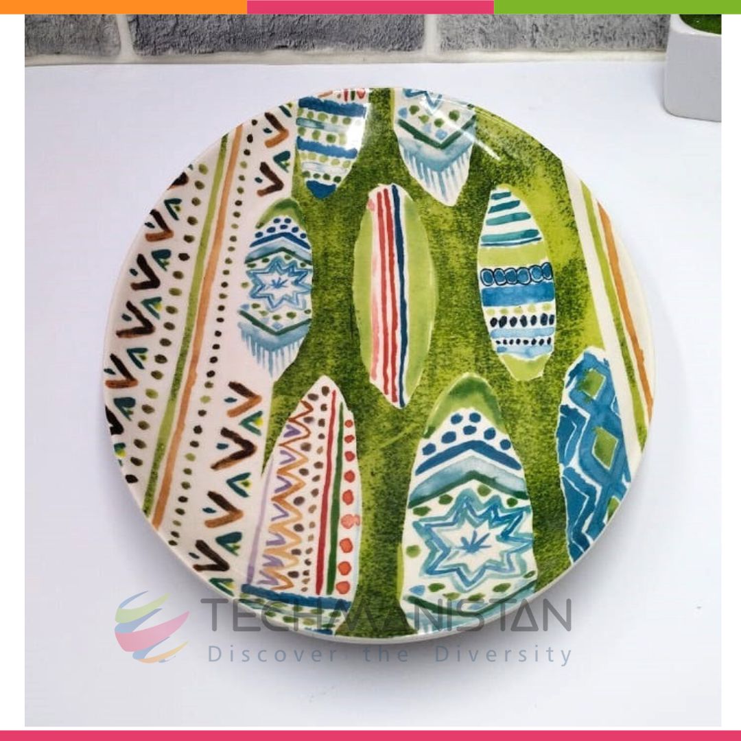 Ceramic Painting Printed Serving Plate - Techmanistan in Pakistan