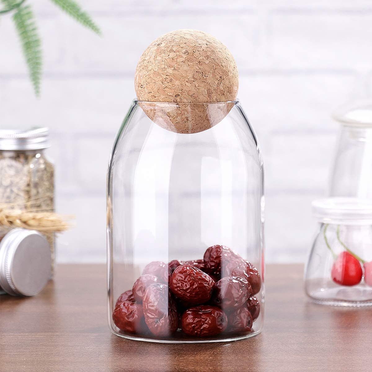 Clear Glass with Cork Ball Multipurpose Jar - Techmanistan