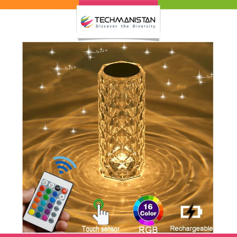 Color Changing USB Charging Crystal Touch Table Lamp - Techmanistan in Pakistan