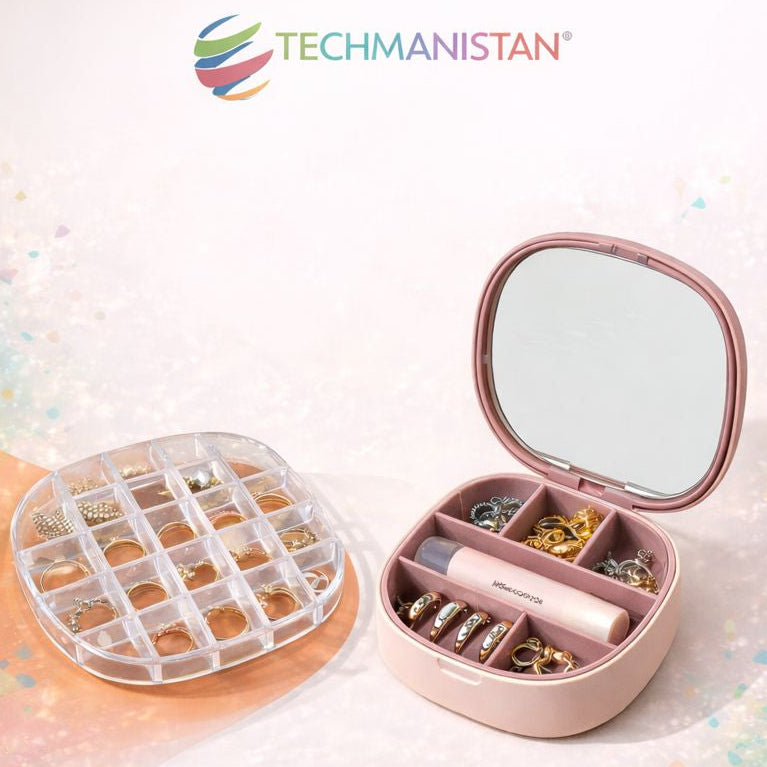 Jewelry Box Combo – Acrylic Organizer & Mini Portable Jewelry box