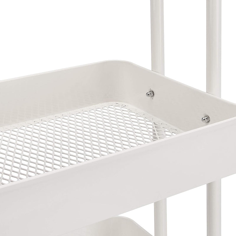 3-Tier Wheeled Mesh Base Rolling Kitchen Trolley Cart Techmanistan