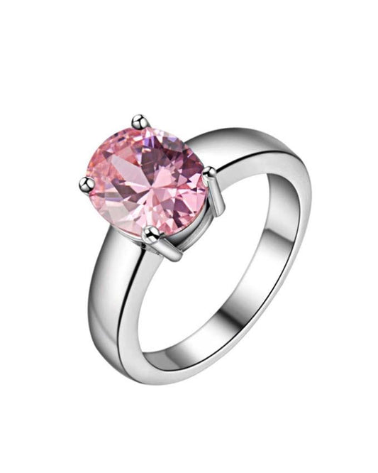 Silver & Pink Plated Ring for Women--Techmanistan-My Store
