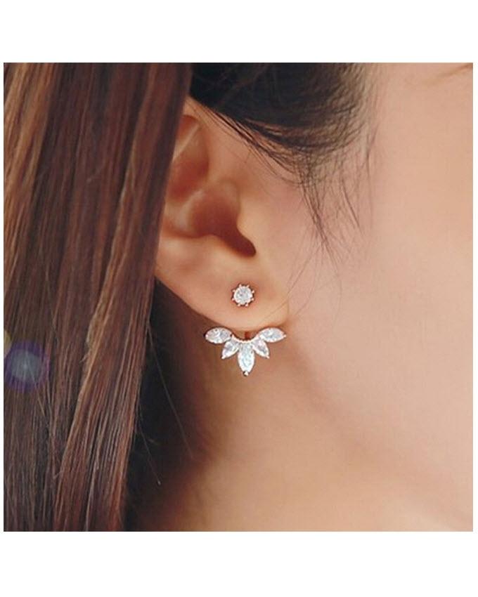 Leaves Shaped Crystal Stud Earrings--Techmanistan-My Store