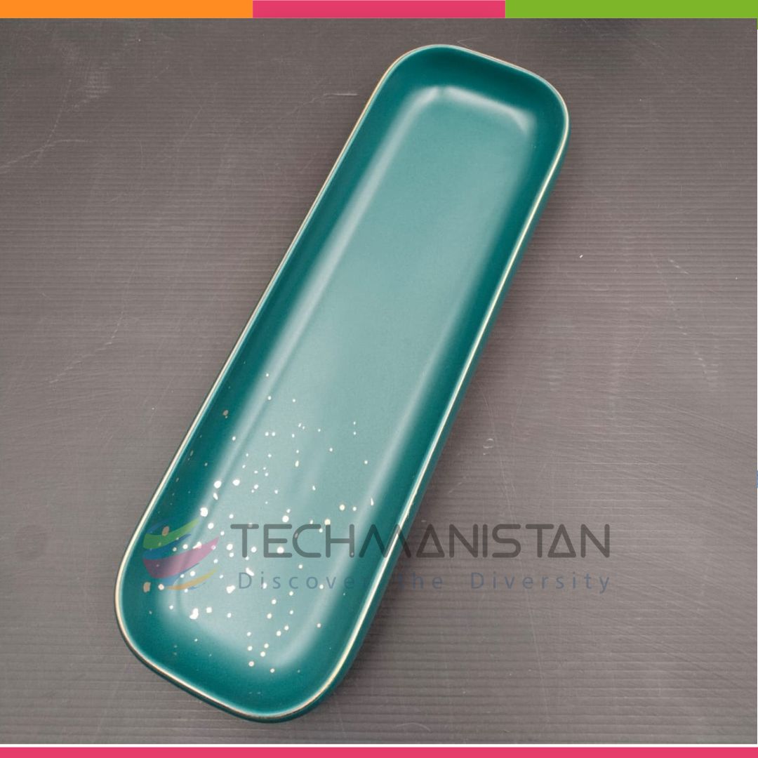 Green with Splatter Multipurpose Long Ceramic Tray