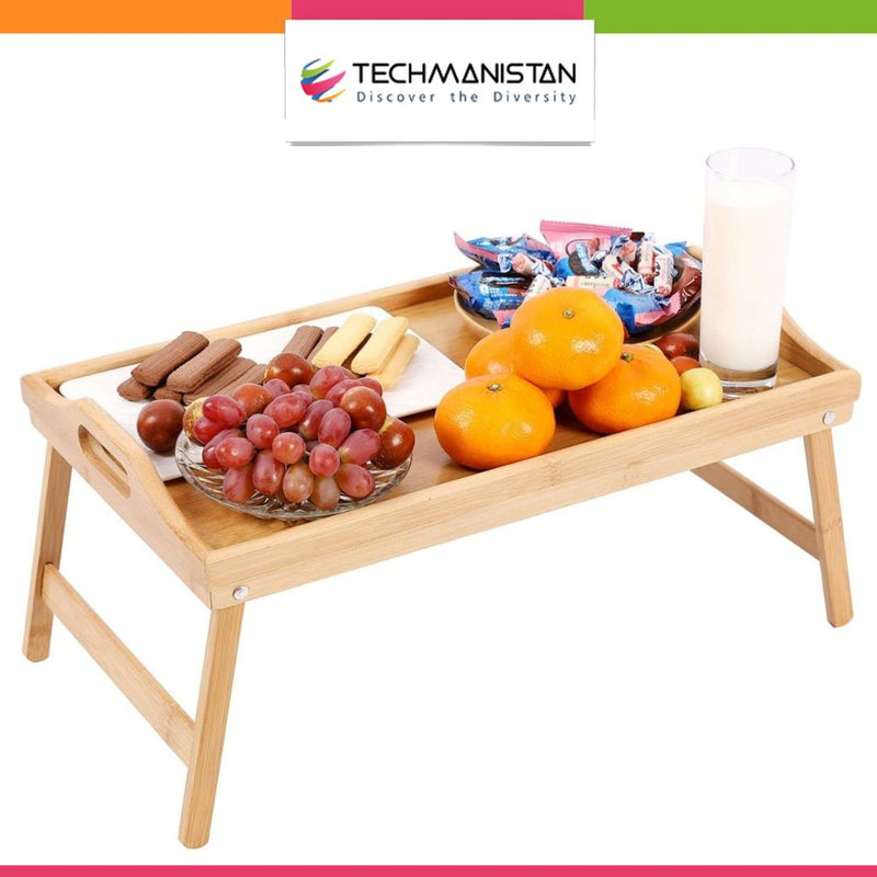 Bamboo Serving Tray with Folding Legs