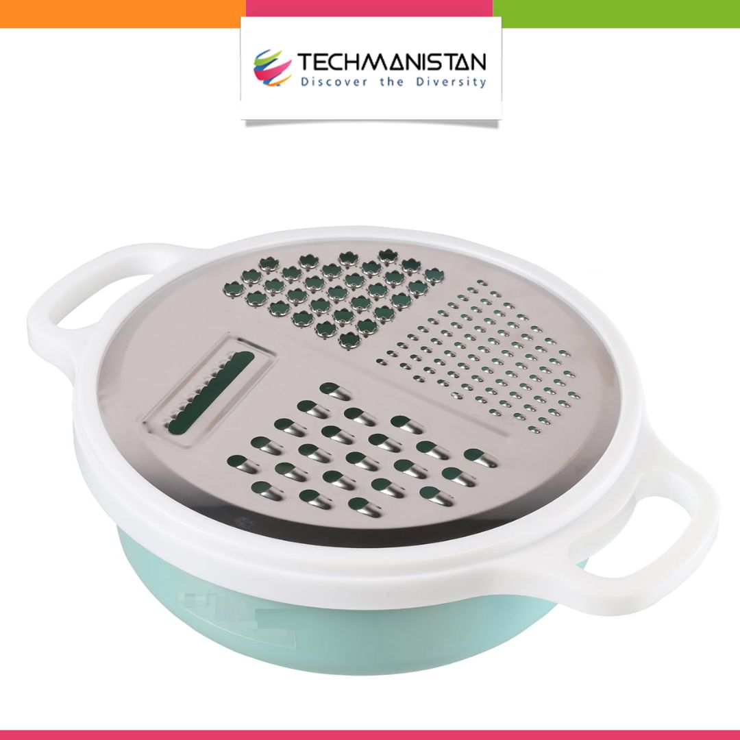 4-in-1 Grater & Slicer with Container, Lid, and Handle