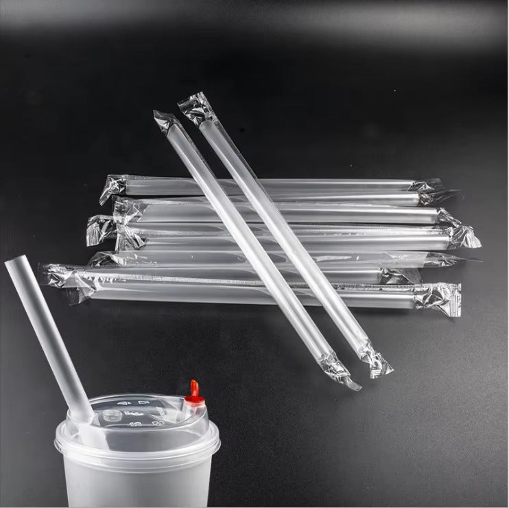 Pack of 50 Disposable Bubble Tea Straws — Clear Wide Boba Straws