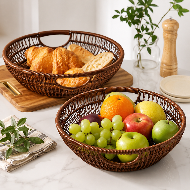 Set of 2 - Elegant Nylon Wire Woven Baskets