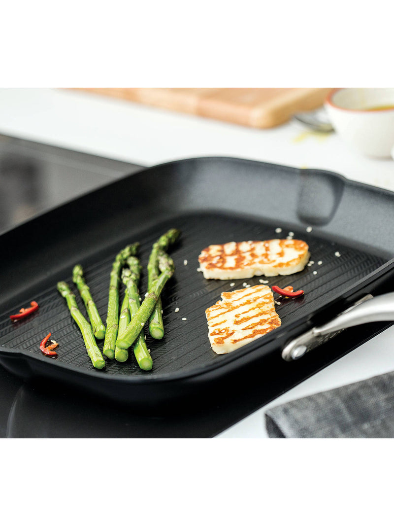 Non-Stick Square Grill Pan With Foldable Wooden Handle