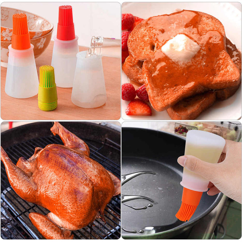 Random Color Silicone Oil Bottle With Brush, Silicon Oil Brush With Bottle, Pastry Brush Sauce Bottle Brush, Fryer My Store
