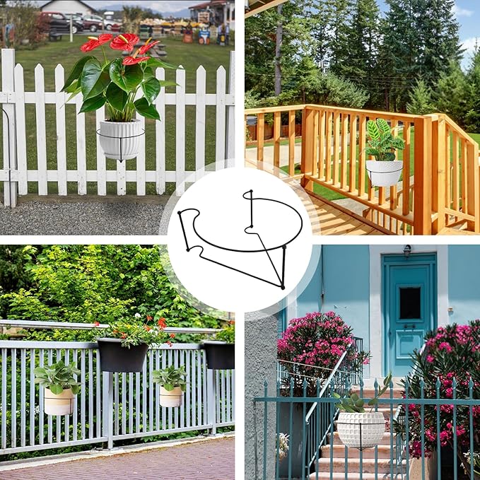 garden planter hanging over balcony railings Floating Garden Railing Planter Shelf Balcony Planters Hanging for Pots Over  the Rail Flower Pot Holder Hanger Clip