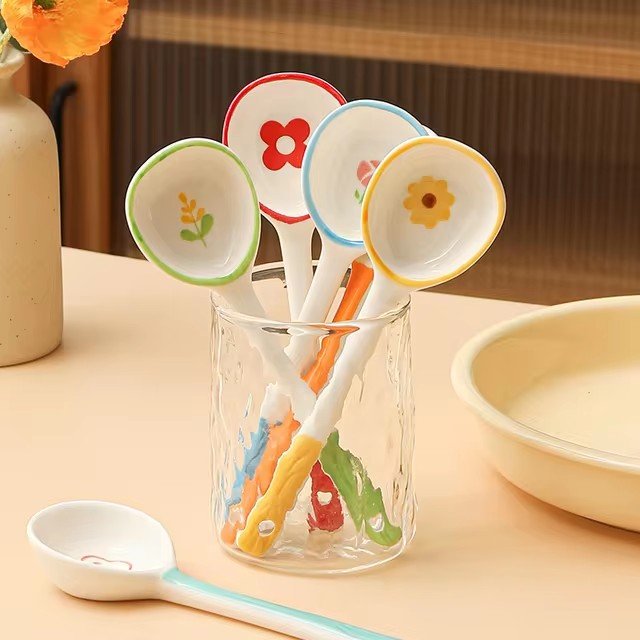 Flower Ceramic Soup Spoon - Techmanistan in Pakistan