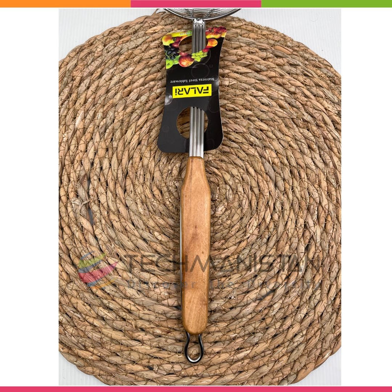 Frying Oil Strainer Spoon With Wooden Handle - Techmanistan in Pakistan