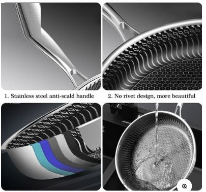 Double Sided Honeycomb Laser Coated Frying Pan