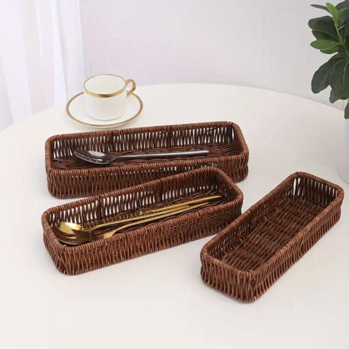 Nylon Wicker Rectangular Cutlery Basket