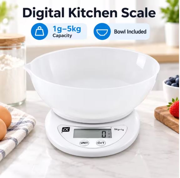 Electronic Kitchen Scale with Removable Bowl, 5 kg