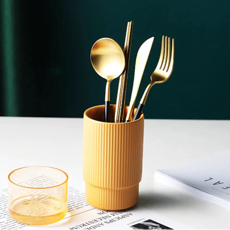 Self Draining Ceramic Chopsticks Cutlery Holder Techmanistan