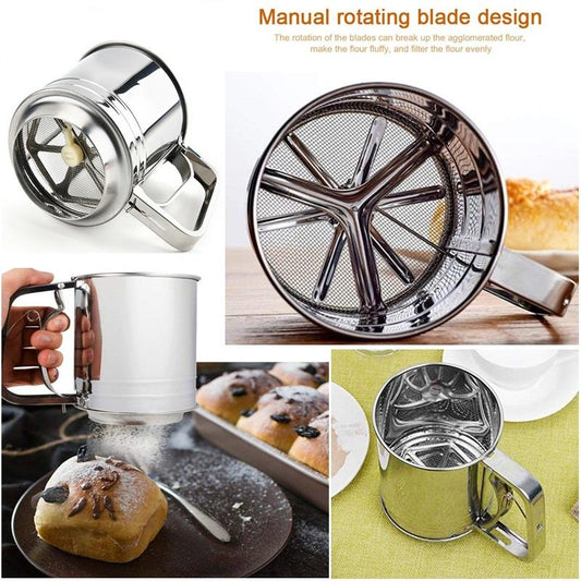 Handheld Stainless Steel Cup Mesh Flour Strainer - 250 gm - Techmanistan in Pakistan