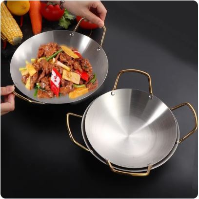 Steel Wok Frying Pan with Dual Handles