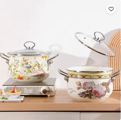 6pcs High Quality American Style Ceramic Enamel Pot With Lids Techmanistan